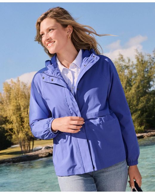Lands' End Blue Squall Packable Rain Jacket