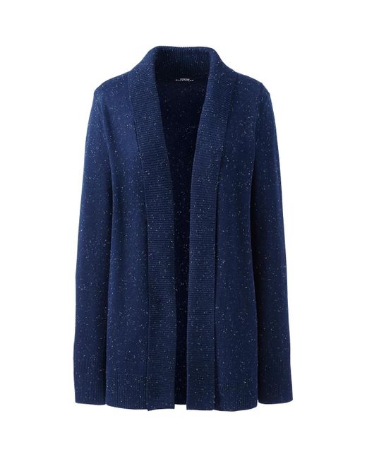 Lands' End Blue Plus Size School Uniform Cotton Modal Shawl Collar Cardigan Sweater