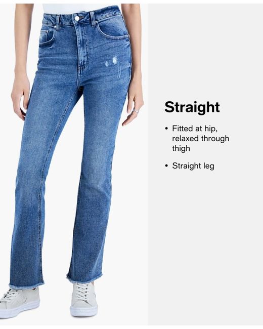Guess Blue Straight High Rise Mom Jeans
