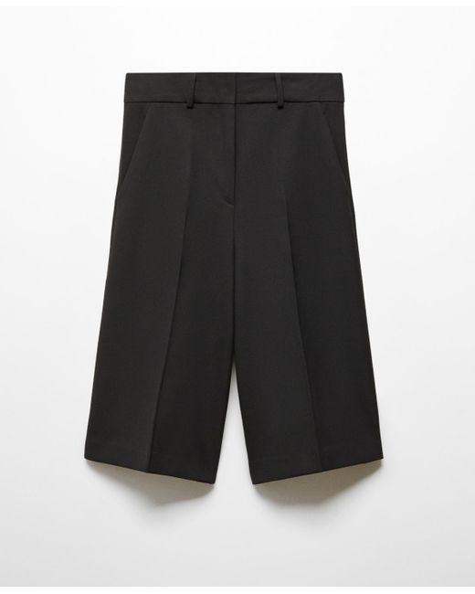 Mango Black Straight-fit High-waist Bermuda Shorts