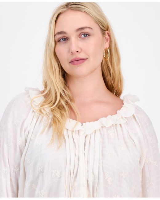 And Now This White Plus Size Bell-sleeve High-low Blouse