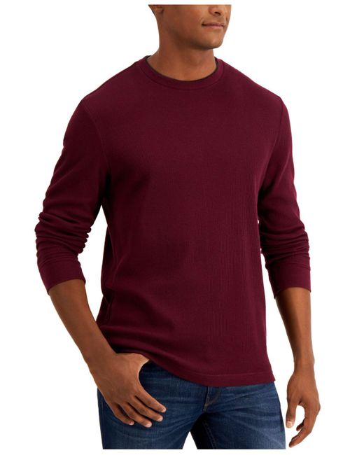 Club Room Cotton Thermal Crewneck Shirt, Created For Macy's in Red Plum ...
