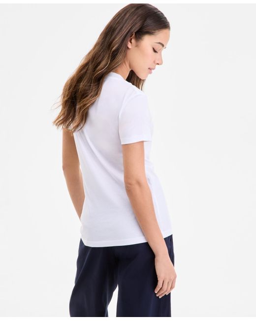 Boss White Cotton Embellished Heart Logo T-shirt