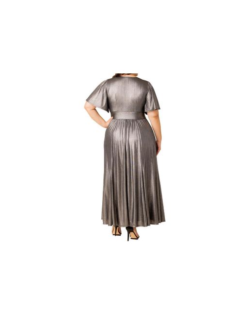 Kiyonna Black Plus Size Evania Metallic Evening Gown