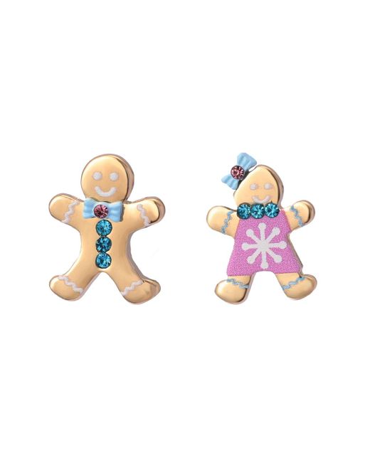Betsey Johnson Pink Faux Stone Santa Baby Gingerbread Stud Earrings