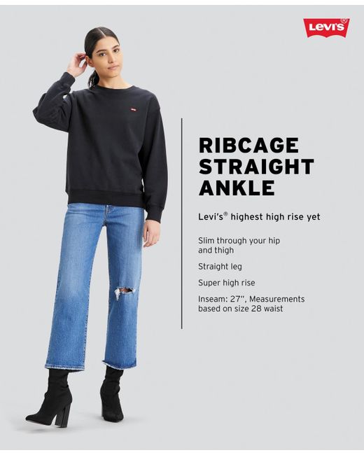 Levi's Blue Ribcage Ultra High Rise Straight Ankle Jeans