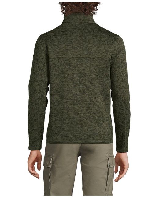 Lands' End Green Sweater Fleece Quarter Zip Pullover for men