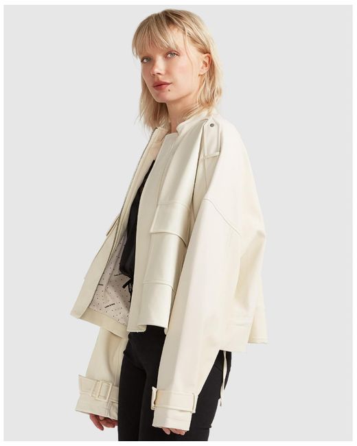 Belle & Bloom Natural Reload Draped Leather Look Jacket