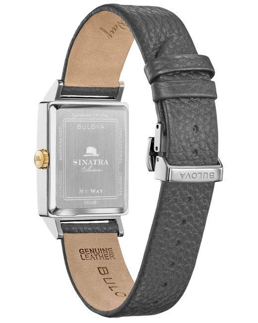 Bulova Frank Sinatra My Way Gray Leather Strap Watch, 29.5 X 47mm in Black  for Men - Lyst