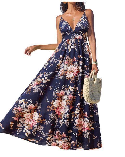 CUPSHE Blue Spring Forward Floral Maxi Beach Dress