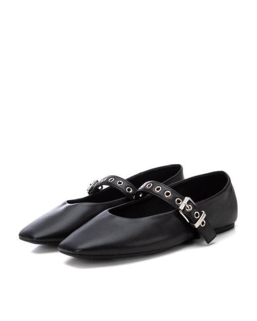 Xti Black Pointy Toe Ballerinas