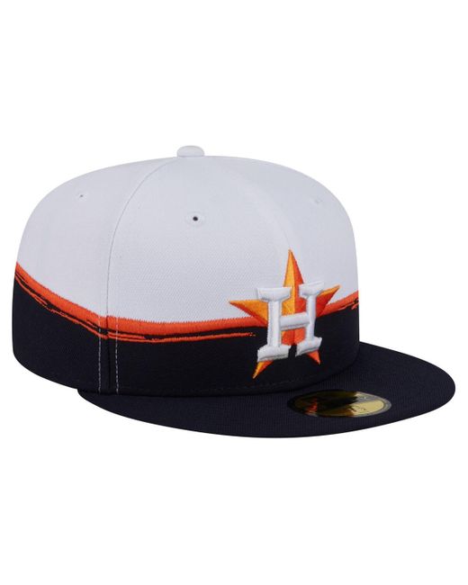 KTZ Navy/white Houston Astros Paint Stroke 59fiftyâ Fitted Hat for men