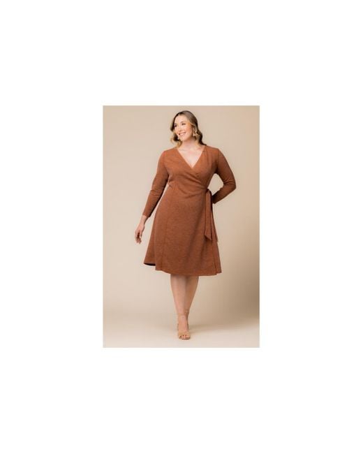 Kiyonna Black Plus Size London Sweater Knit Wrap Dress