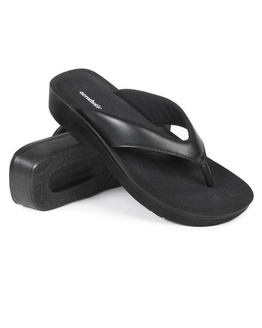 AEROTHOTIC Black Ravine Orthotic Thong Sandals