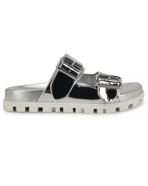 Nine West Gray Timma Double Strap Slip-on Flatform Sandals