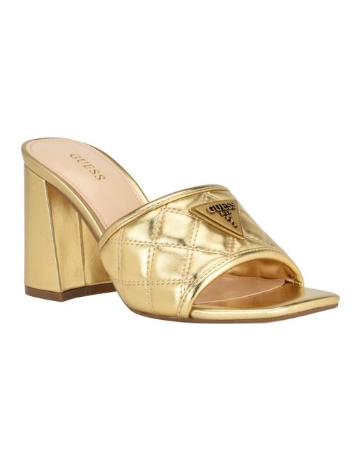 Guess Gelina Block Heel Open Toe Dress Sandals in Natural Lyst