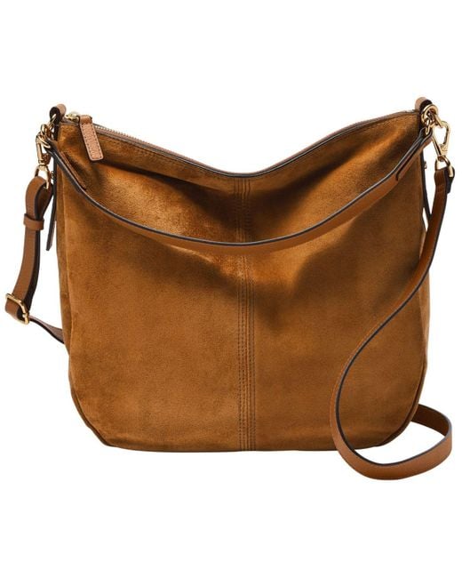 Fossil Jolie Suede Leather Hobo Bag in Brown Lyst