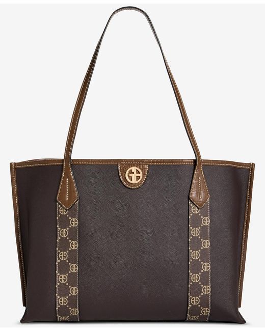 Giani Bernini Brown Extra Large Monogram Block Tote Bag
