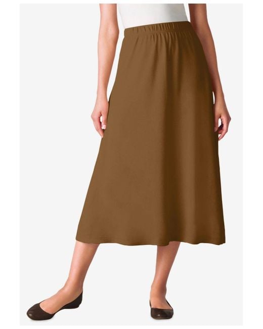 Woman Within Brown Within 7-day Knit A-line Skirt