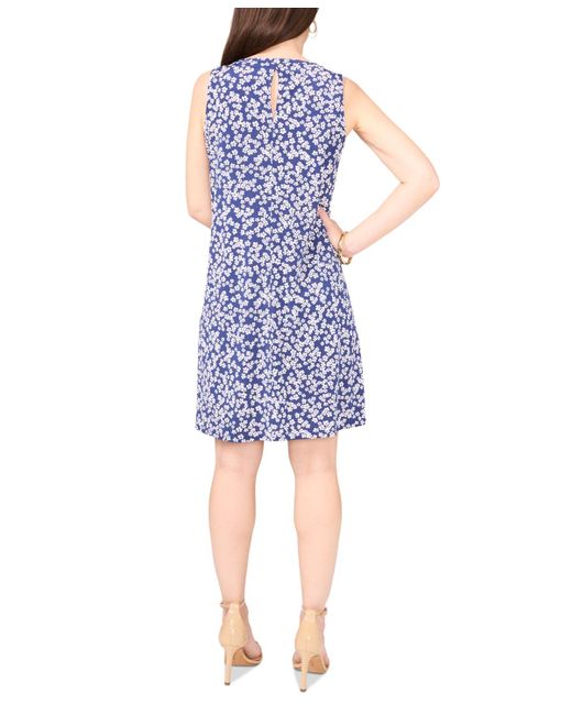 Msk Blue Petite Floral-print Shift Dress