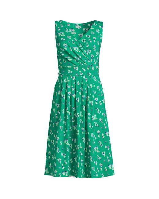 Lands' End Green Petite Fit And Flare Dress