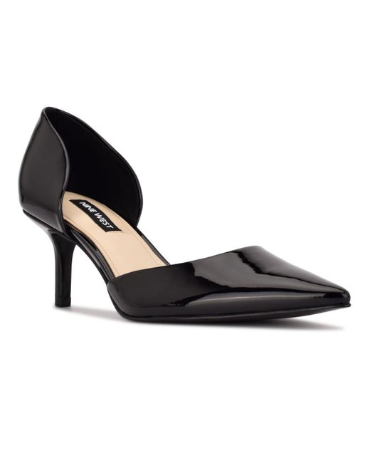 Nine West Suede Arive Pointy Toe Pumps in Black Patent (Black) | Lyst