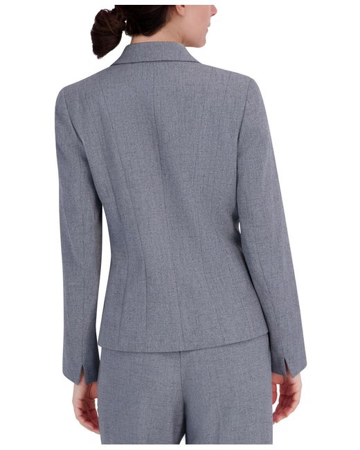 Kasper Gray Collared One-button Blazer