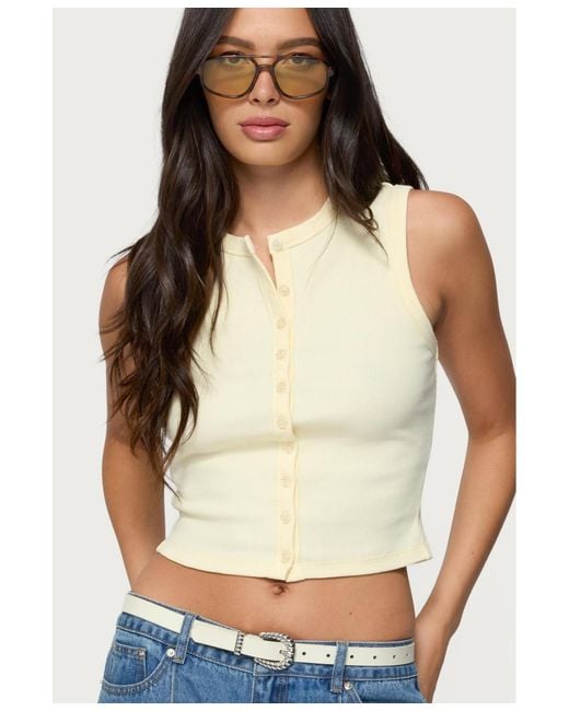 Edikted Natural Basel Button Up Tank Top