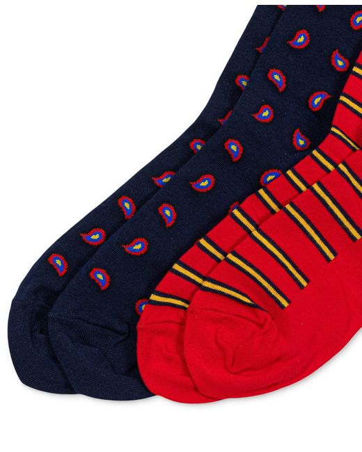 Polo Ralph Lauren Red 2-pk. Paisley & Stripes Slack Socks for men