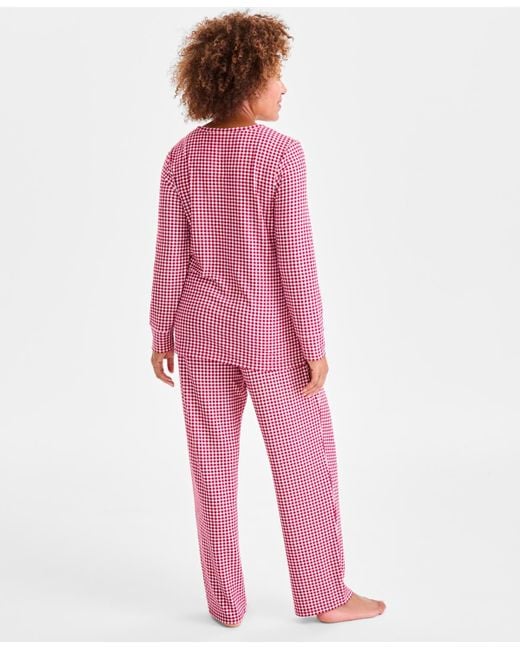Charter Club Red 2-pc. Printed Long-sleeve Packaged Pajamas Set