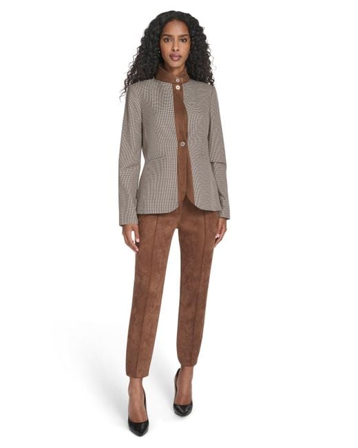 Tommy Hilfiger Brown Houndstooth Riding Jacket
