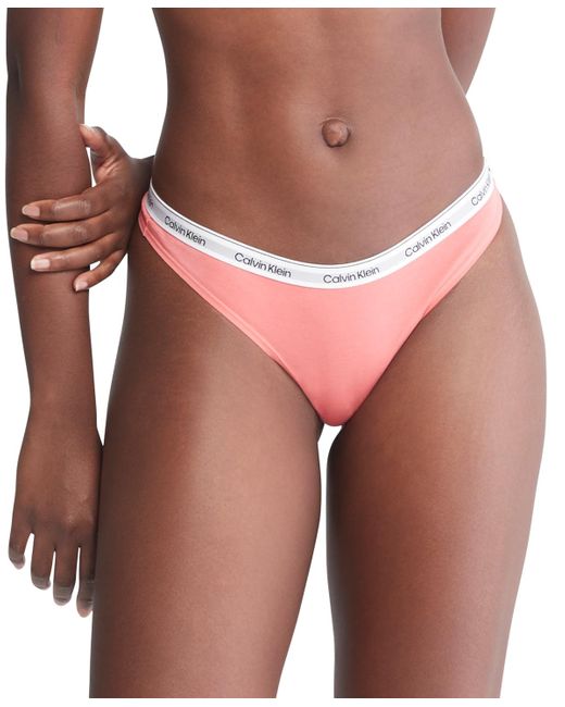 Calvin Klein Pink Modern Logo Low-rise Thong Underwear Qd5043