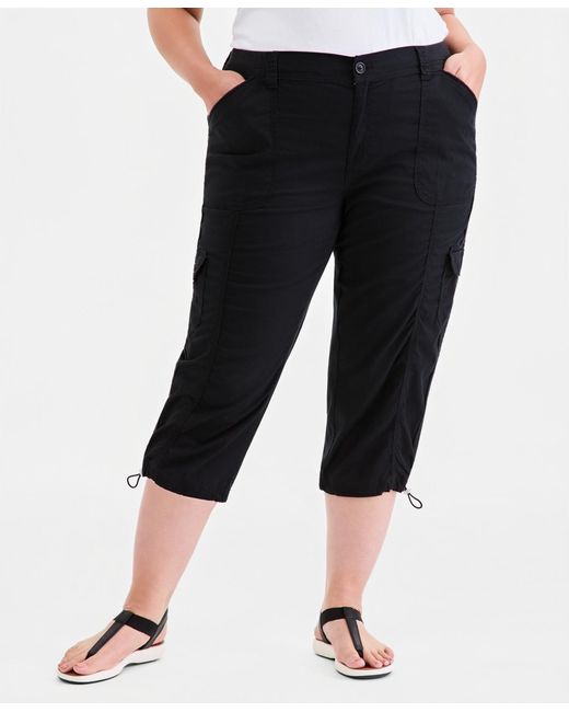 Style & Co. Blue Plus Size Mid-rise Cargo Capri Pants