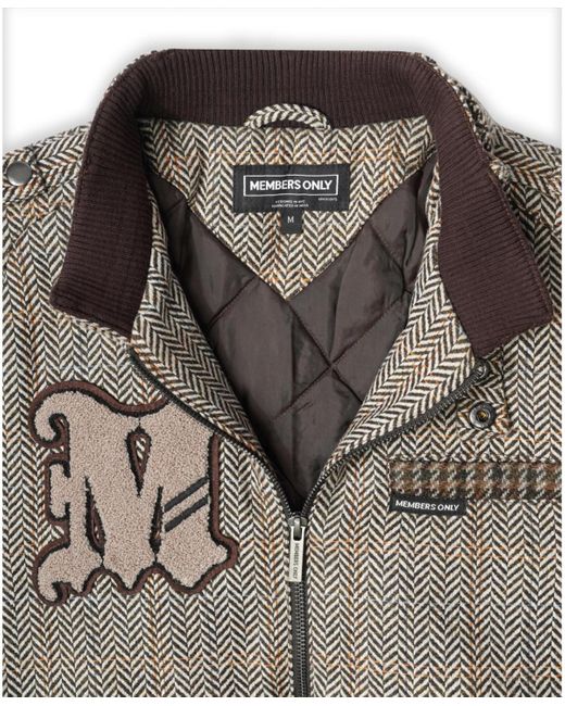 Members Only Brown Tweed Varsity Jacket for men
