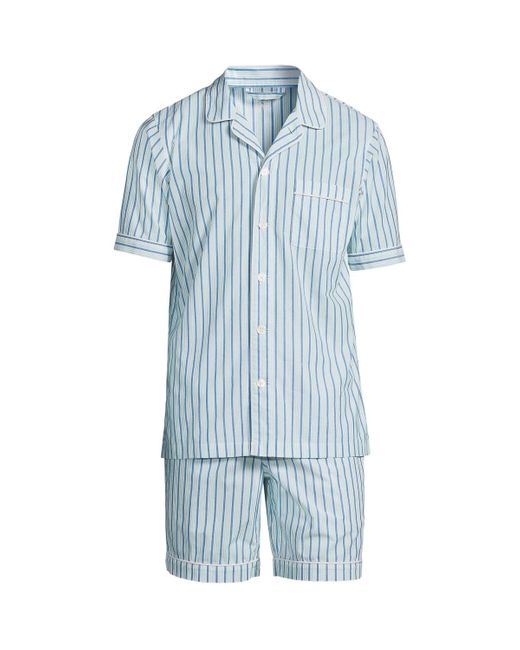 Lands' End Blue Short Sleeve Essential Pajama Set for men