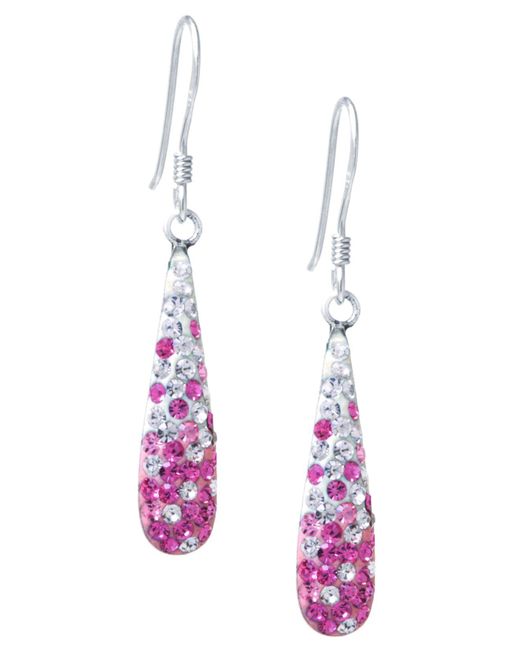 Giani Bernini Pink Pave Two Tone Crystal Teardrop Earrings Set In Sterling Silver. Available In Clear And Blue