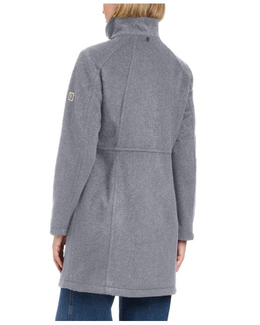 Vince Camuto Gray Zip Front Walker Coat With Detachable Hood