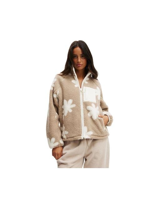 Cotton On Natural Active Trail Sherpa Zip Through