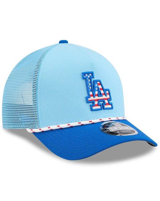 KTZ Light Blue/royal Los Angeles Dodgers 2025 Fourth Of July 9forty A-frame M-crown Adjustable Trucker Hat for men