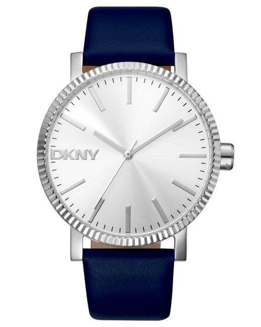 DKNY Blue Soho Maxi Leather Strap Watch