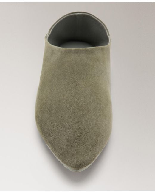 Mango Green Stitching Detail Leather Clogs