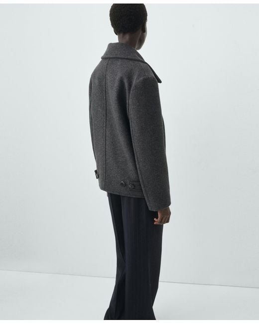 Mango Black Double-breasted Wool Coat