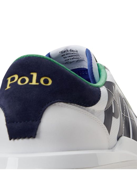Polo Ralph Lauren White Train 89 Logo Leather & Oxford Sneaker for men