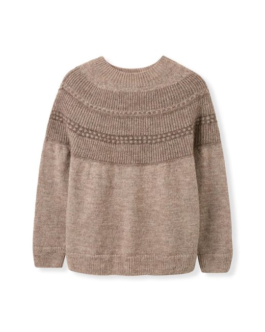 Celtic & Co. Brown British Wool Yoke Pattern Sweater