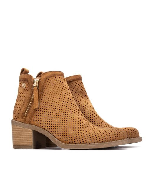 Xti Brown Suede Ankle Booties