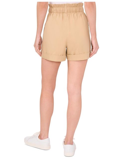 Cece Natural Paperbag-waist Cuffed Shorts