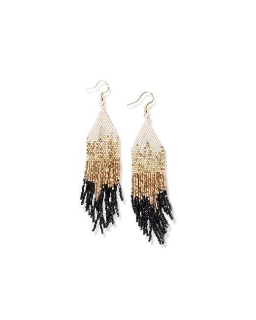 INK+ALLOY White Claire Ombre Luxe Beaded Fringe Earrings