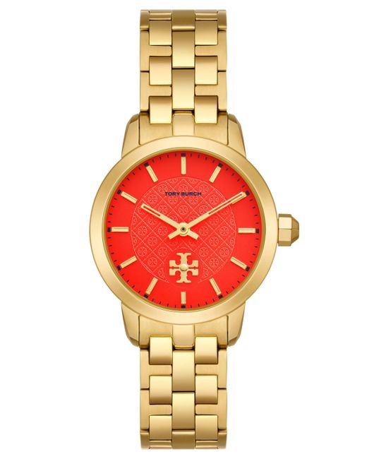 Tory Burch Red Tory Watch, Gold-tone Stainless Steel