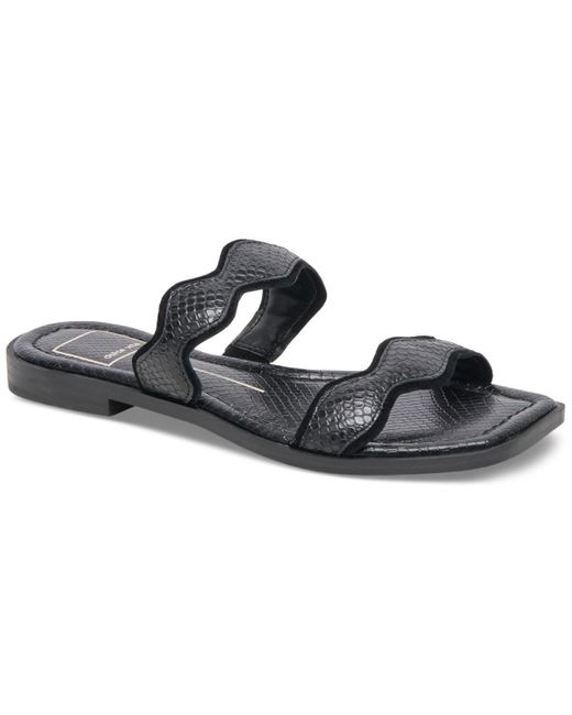 Dolce Vita Black Ilva Wavy Double-strap Slide Sandals