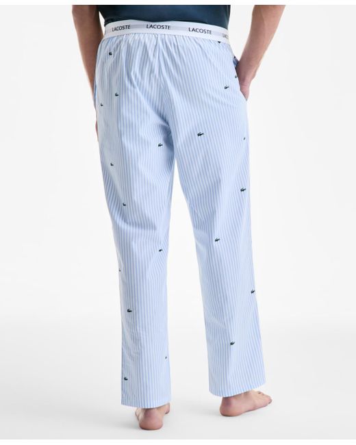 Lacoste Blue Regular-fit Croc Stripe Pajama Pants for men